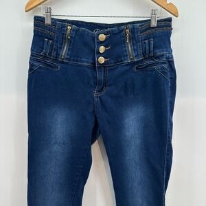 Tush Push Skinny Jeans Womens 15 Blue Denim Stretch Button Fly Colombian Style